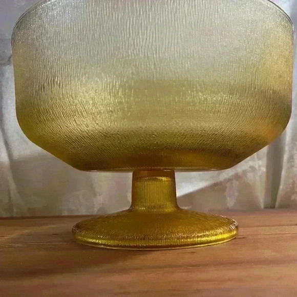 Vintage Frosted Amber Large  Compote Glass Bowl - Picture 5 of 5